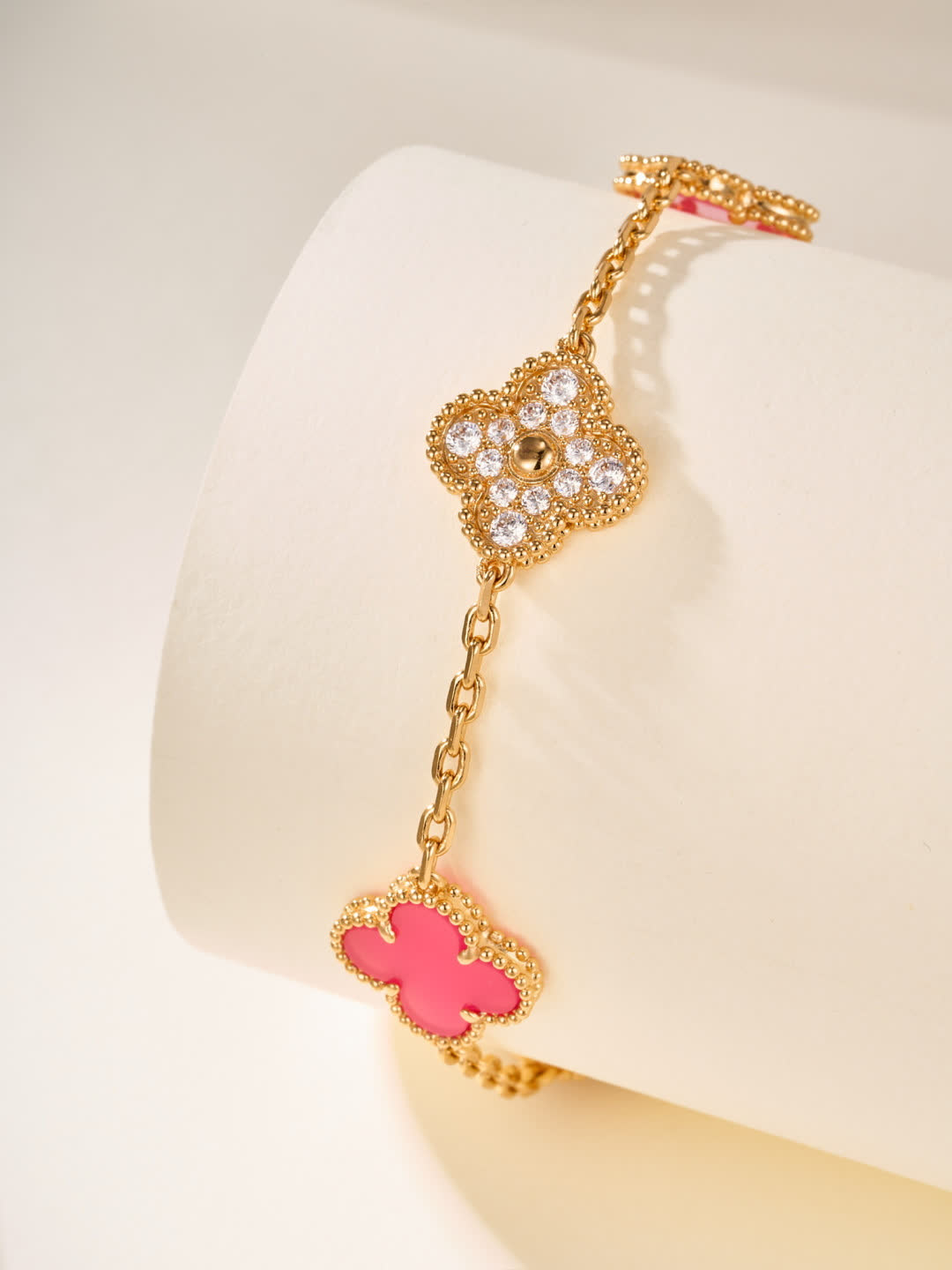 Van Cleef & Arpels Magic Alhambra Pink Enamel Bracelet